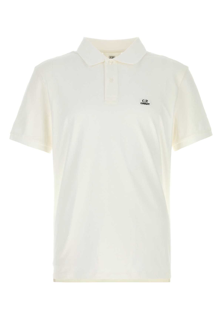C.P. Company Piquet 95% Cotton 5% Elastane polo shirt in white