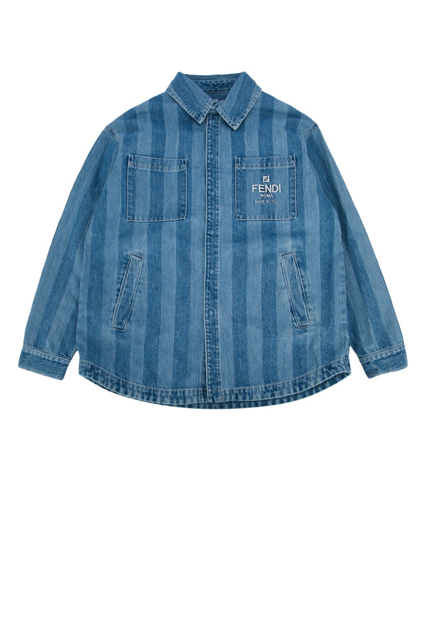 Fendi Kids 100% Cotton with Polyester embroidery jacket in blue