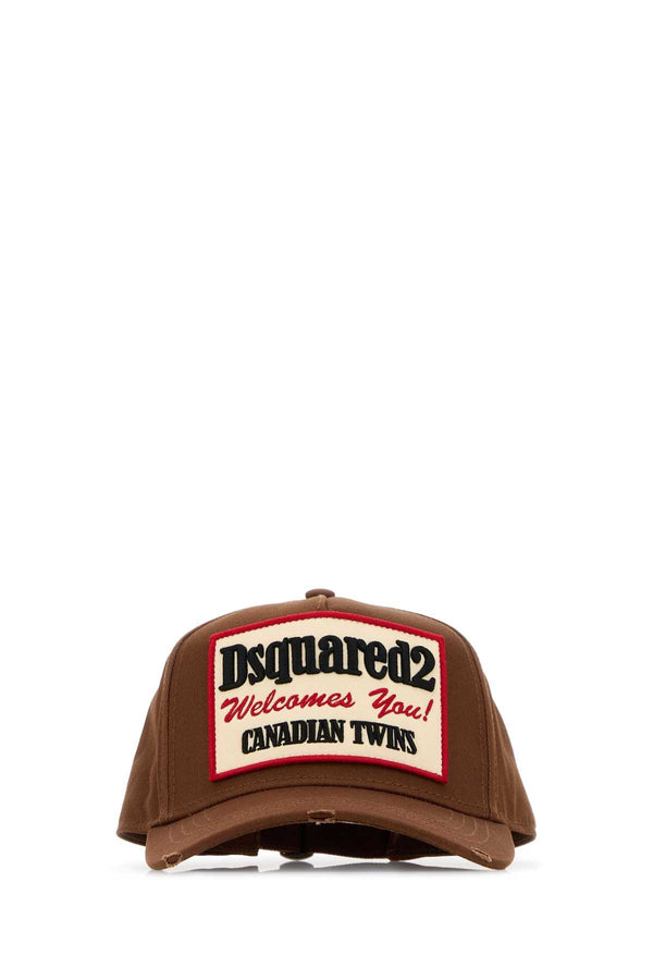 Dsquared2 HAT 100% Cotton baseball cap in brown