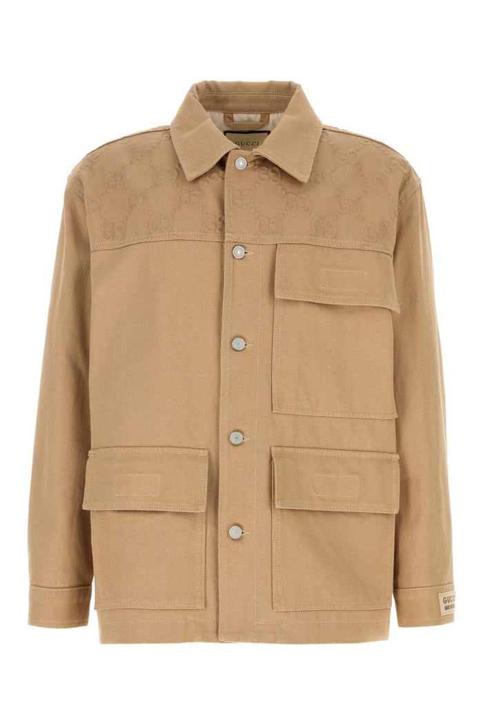 Camel Cotton Jacket Beigemix Giubbini