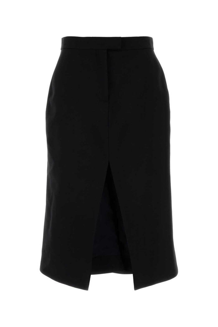 Black Stretch Wool Skirt Gonne