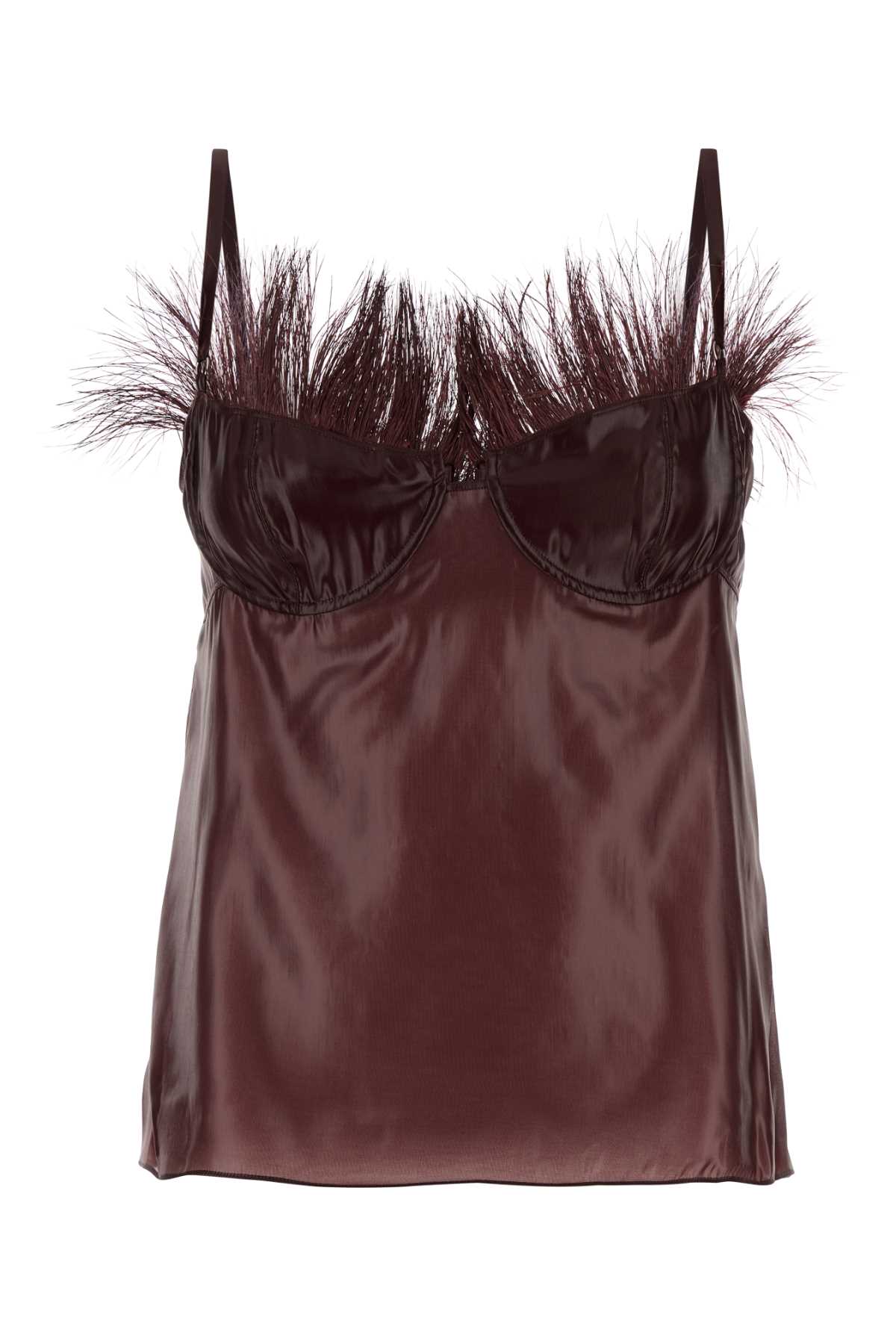 Burgundy Nylon Blend Top Oxblood Exterior: Wool Maglie