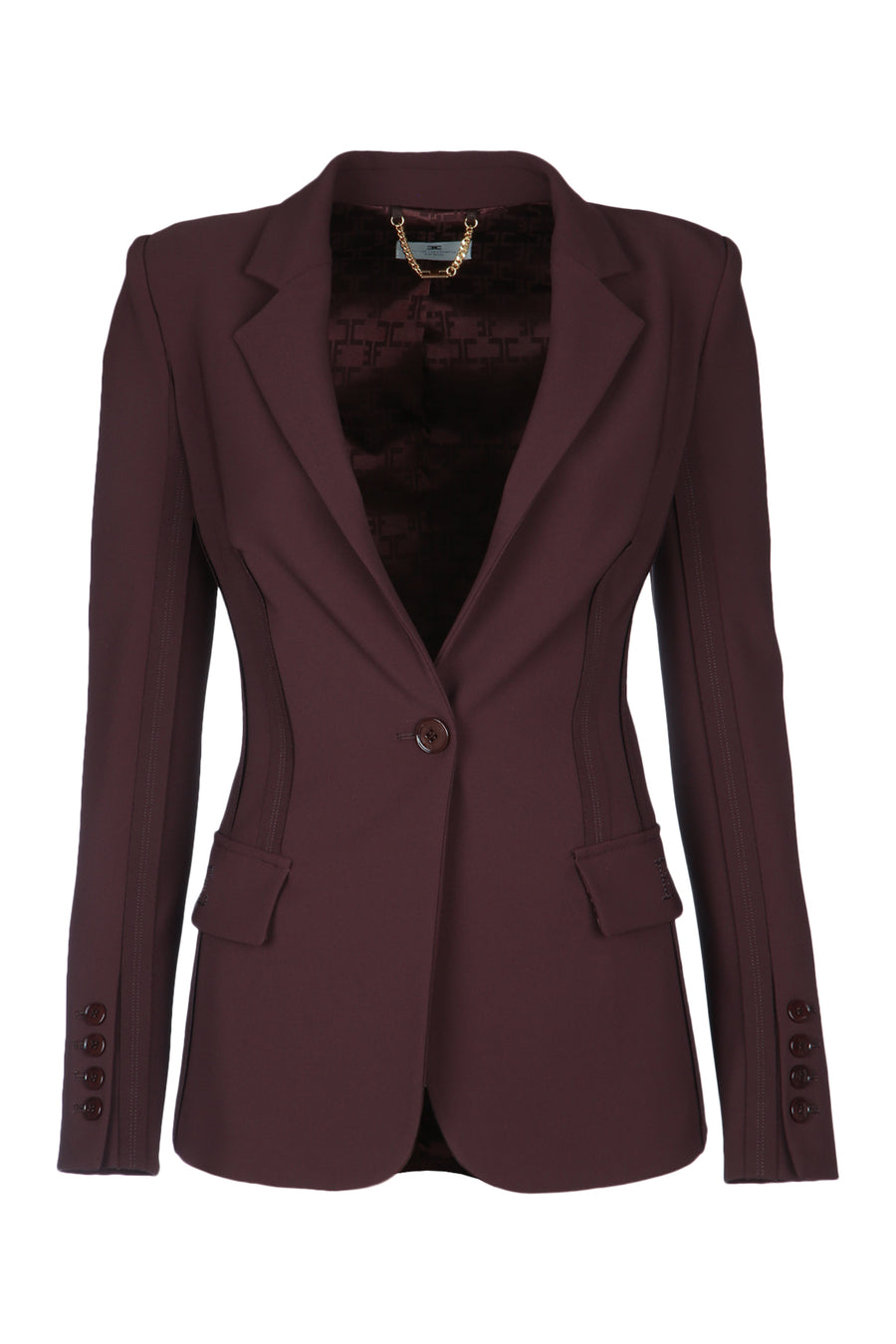 Elisabetta Franchi Monopetto 96% Polyester blazer in brown
