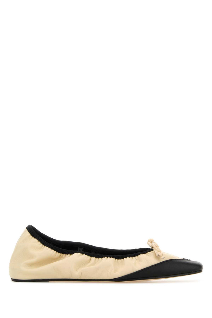 Ivory Nappa Leather Camilla Ballerinas Cream & Black Ballerine