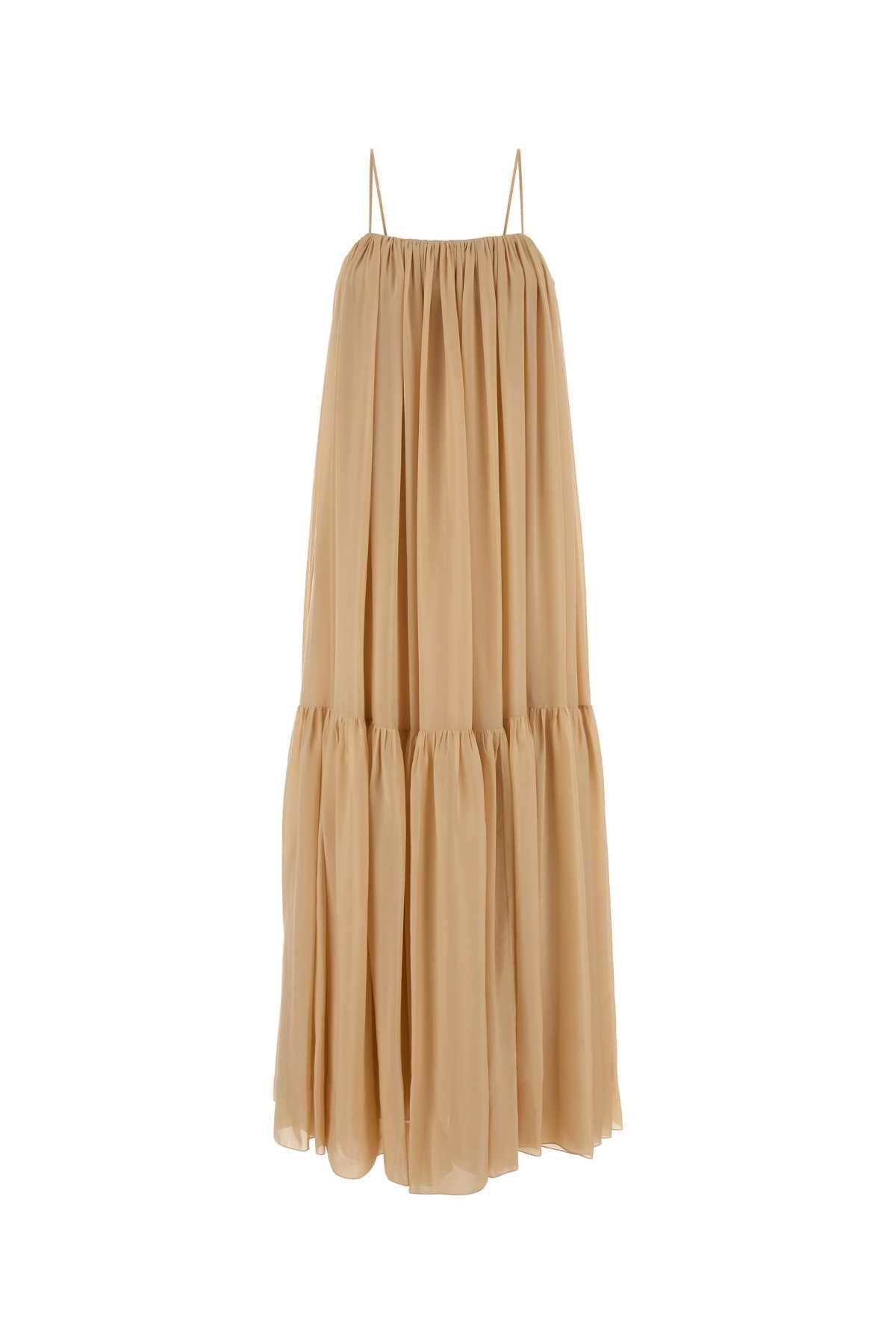 Skin Pink Silk Long Dress Biscuitpink Abiti Lunghi