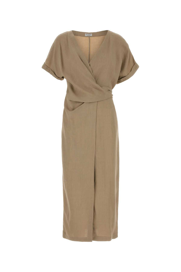 Cappuccino Jersey Dress C9195 Exterior: Viscose Linen Abiti