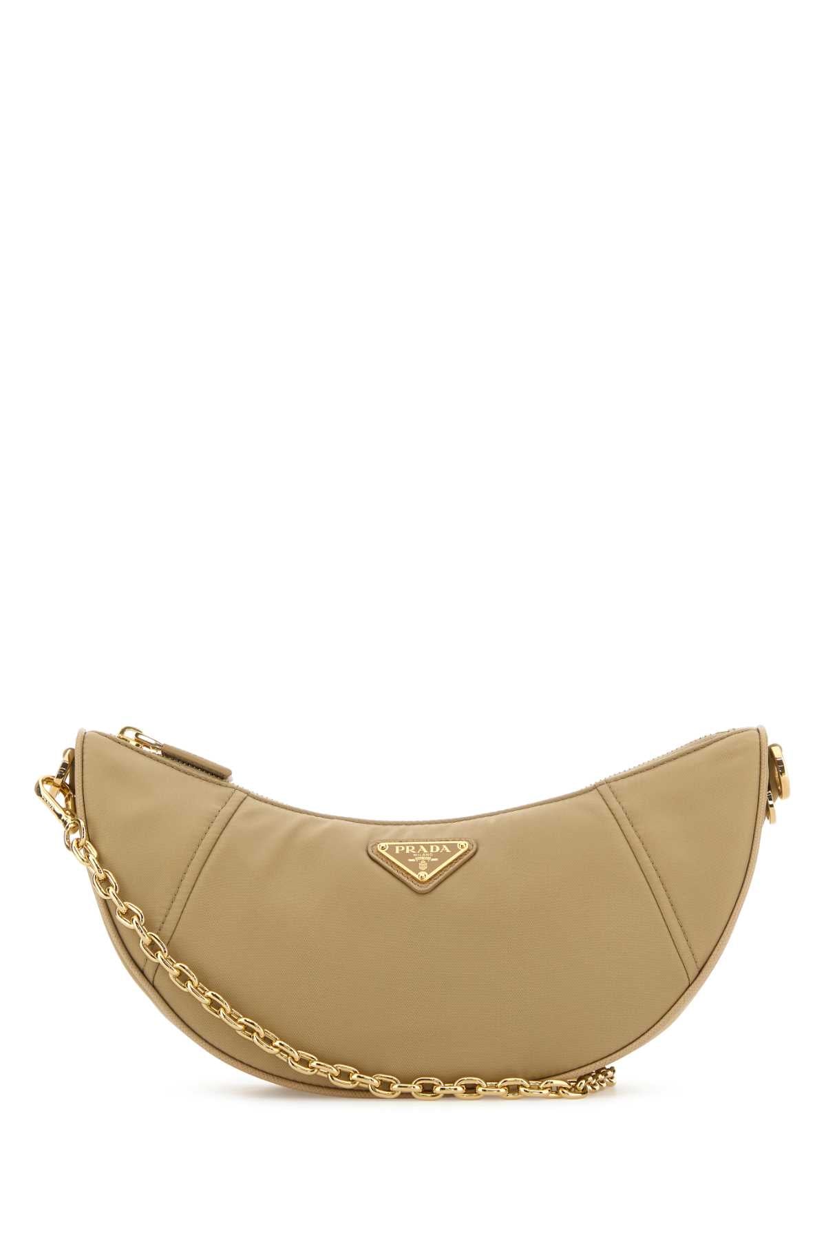 Beige Re-Nylon Prada Demi-Lune Shoulder Bag Cammello Poliammidericiclata-vitello Borse A Tracolla