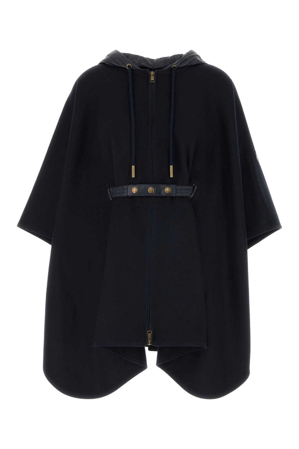 Moncler 75% virgin wool cape in navy