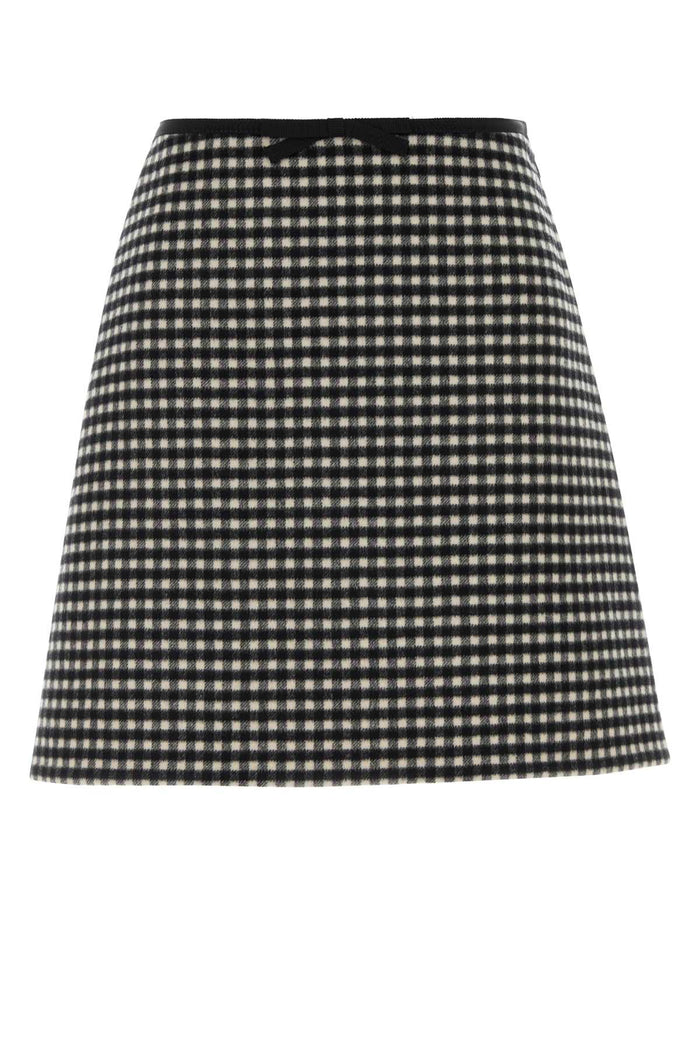 Embroidered Flannel Mini Skirt Avorionero Gonne