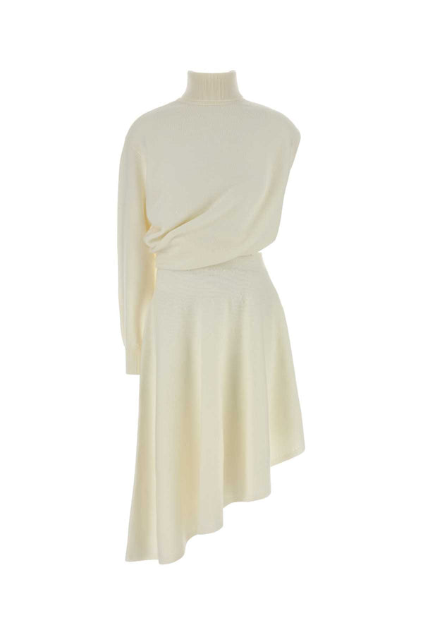 Ivory Wool Dress Blancnaturel Exterior: Virgin Abiti