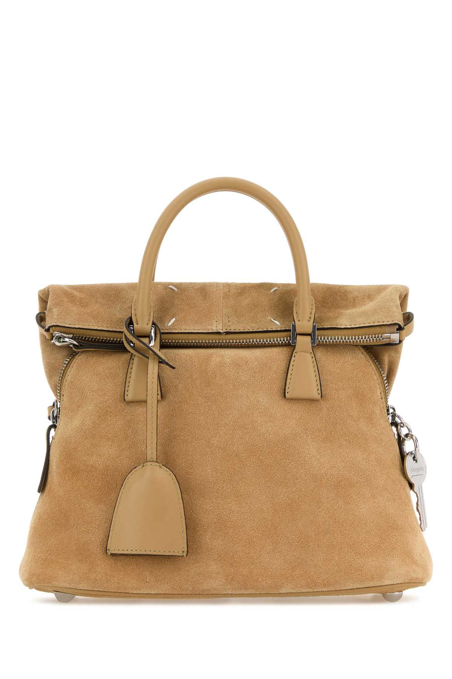 Maison Margiela Exterior: 100% Suede; Lining: 100% Fabric; Finishing: Silver metal top handle bag in beige