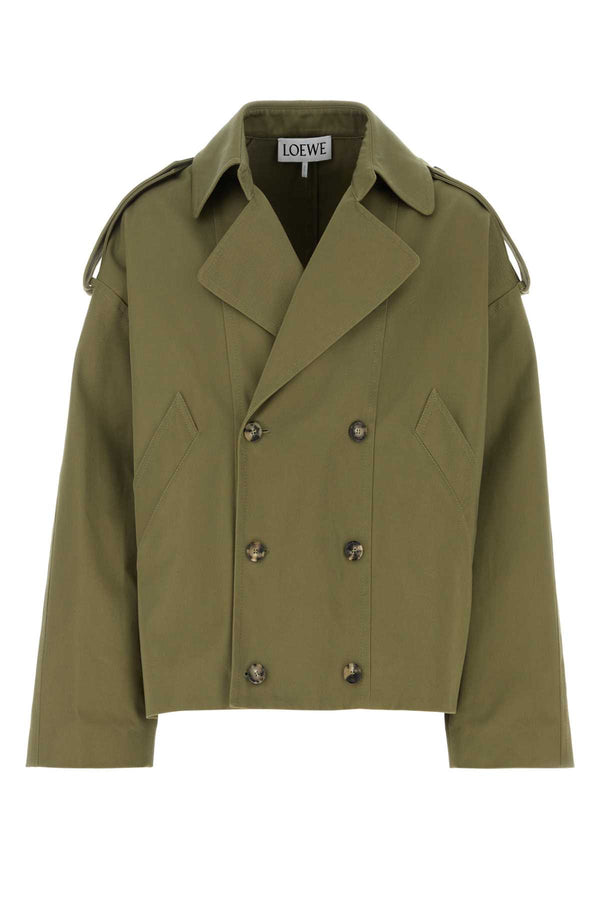 Loewe 100% Cotton trench coat in green