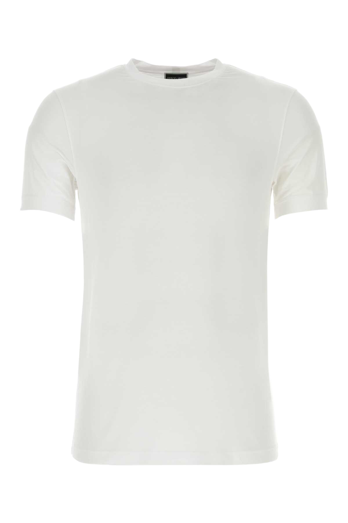 White Stretch Viscose T-Shirt Biancoottico Exterior: Elastane