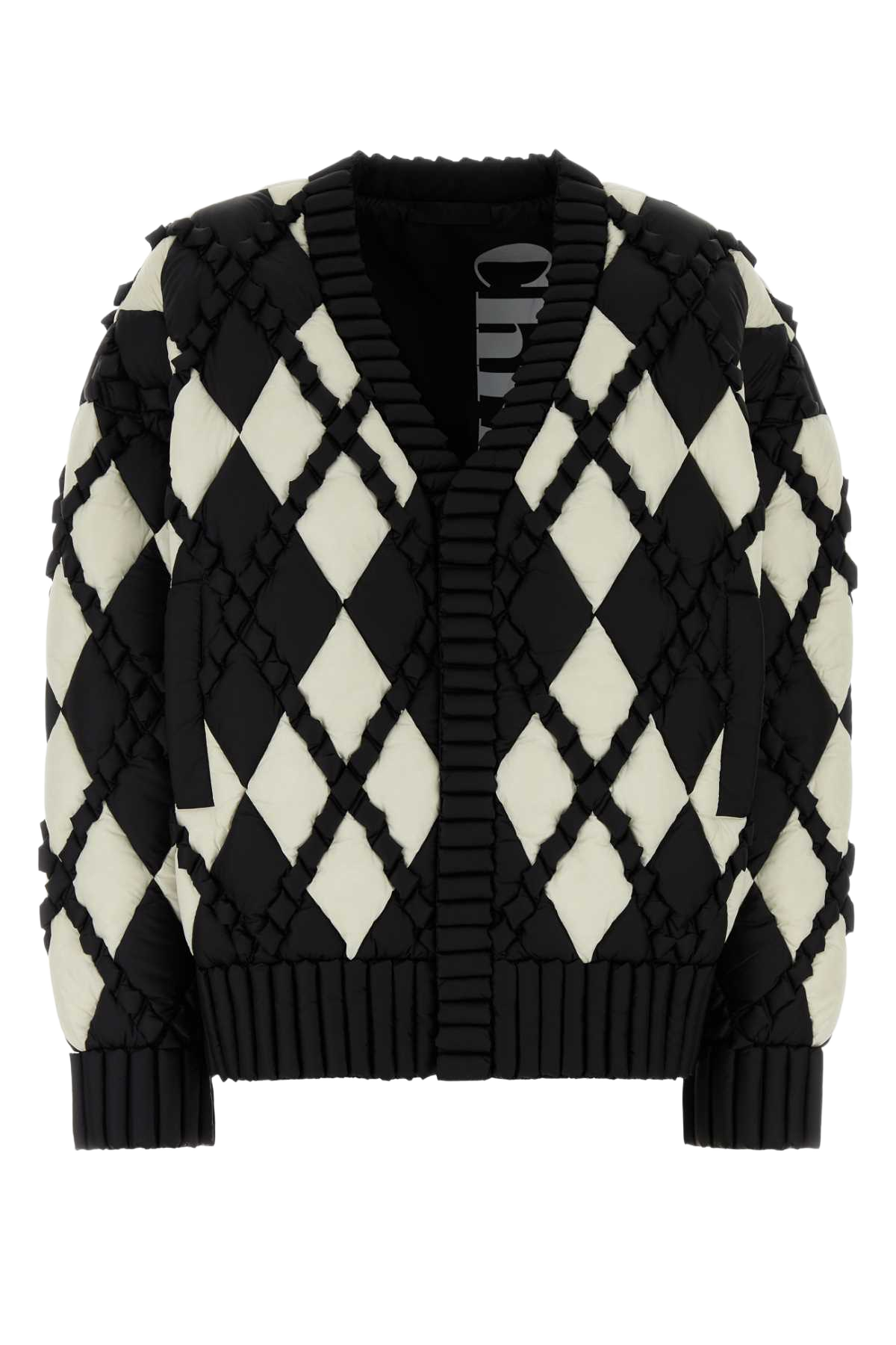 Two-Tone Nylon Down Jacket 02black Piumini