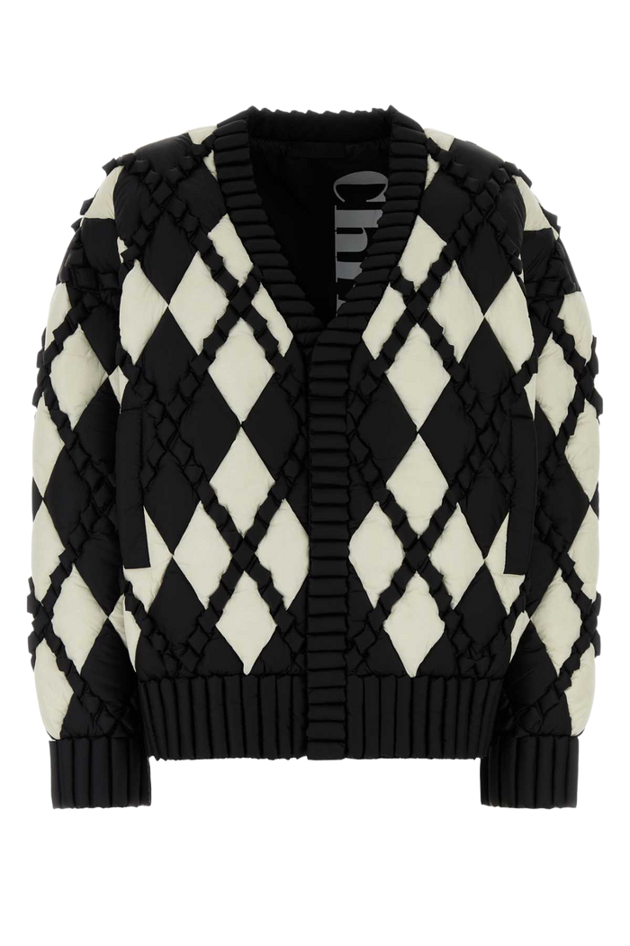 Two-Tone Nylon Down Jacket 02black Piumini