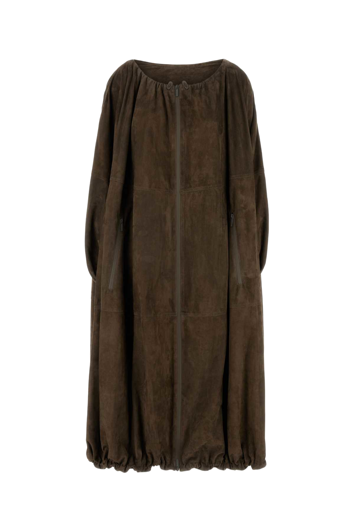 Brown Suede Overcoat Concrete Exterior: Lamb Cappotti