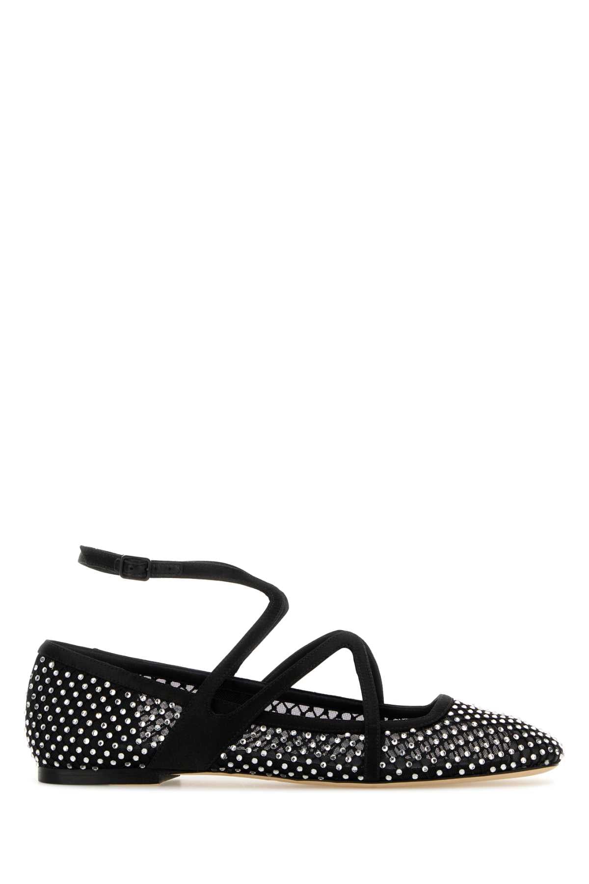 Embellished Mesh Astoria Ballerinas Blackcrystal Ballerine