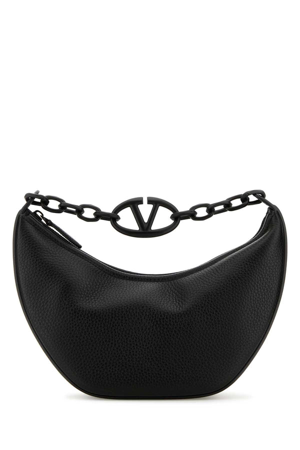 Valentino Garavani Hobo Exterior: 100% Leather; Lining: 100% Leather; Finishing: Enameled metal hobo bag in black