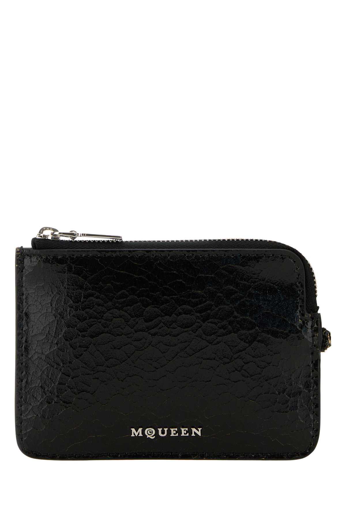 Black Leather Card Holder Blackcaramelsilver Portafogli