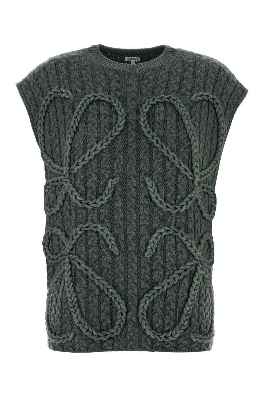 Loewe Khakigreen 99% Wool 1% Elastane sweater vest in green