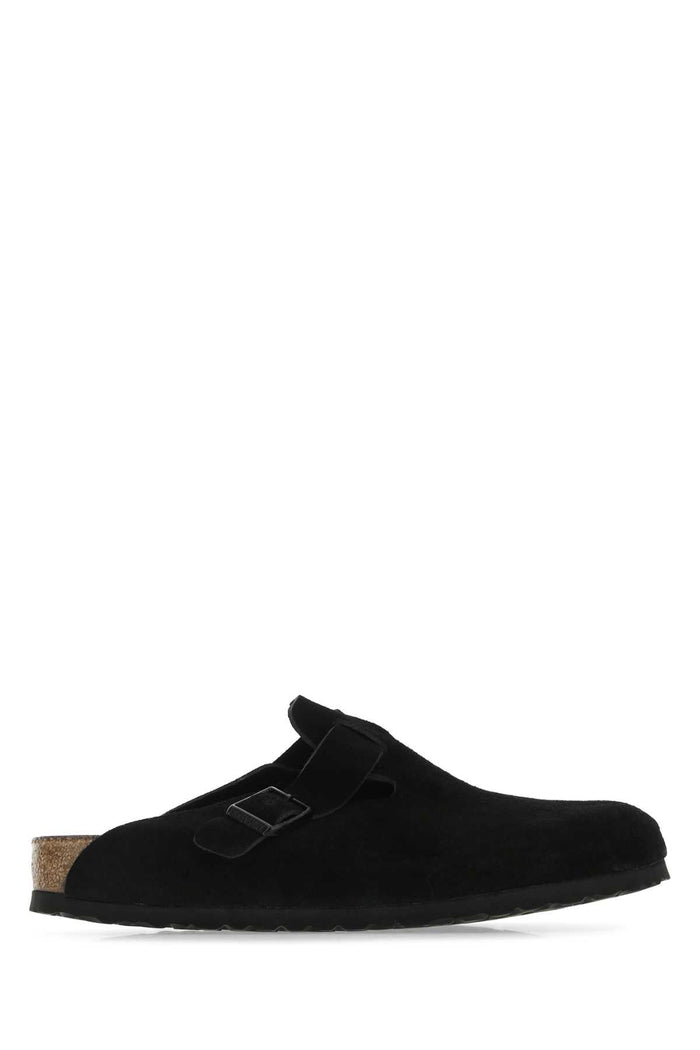 Black Suede Boston Slippers Pelle