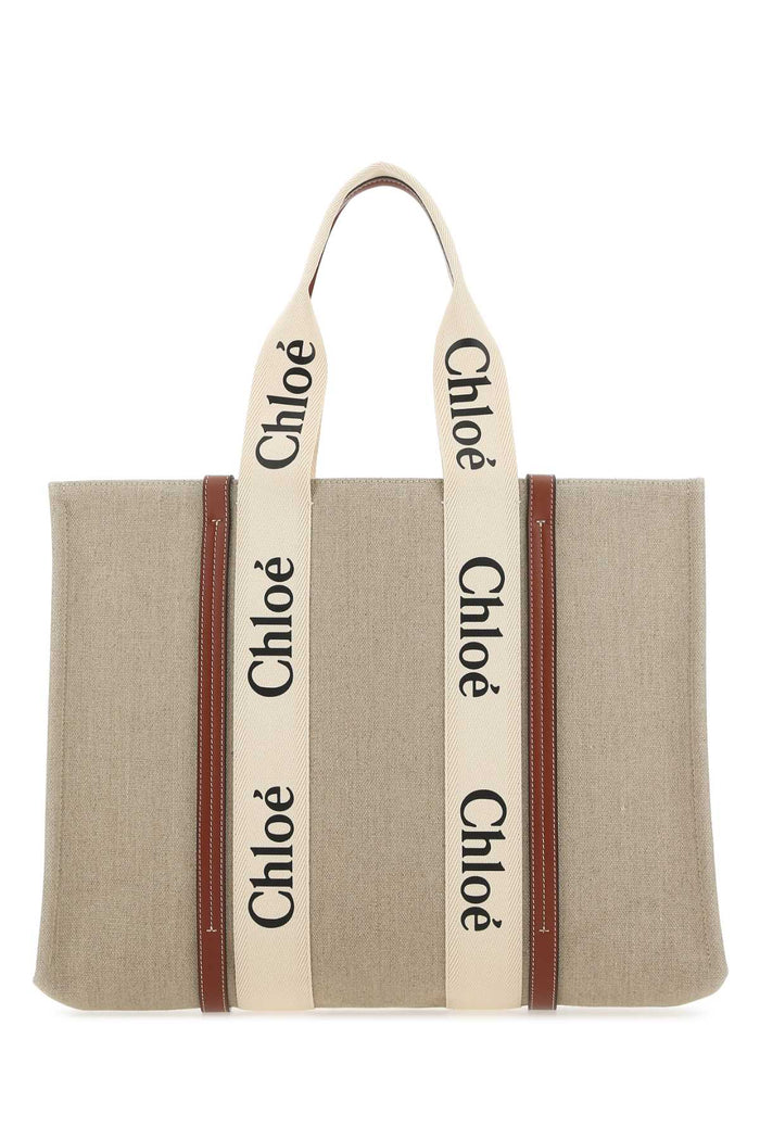 Two-Tone Canvas Large Woody Shopping Bag 90u Borse A Mano