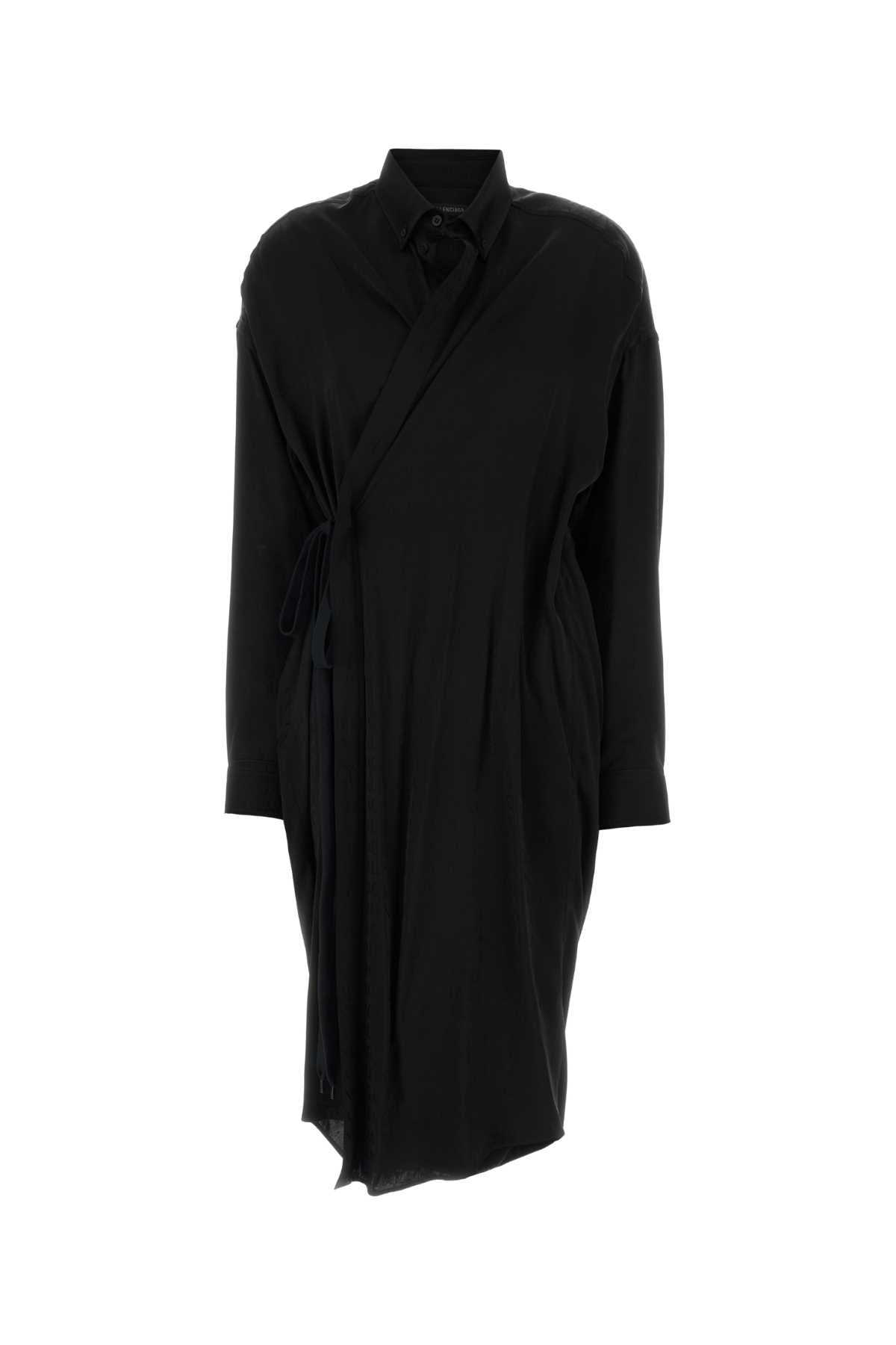 Black Satin Shirt Dress Abiti
