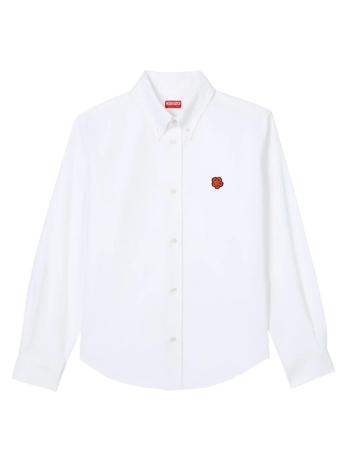 Bokeh Flower Shirt White Cotton