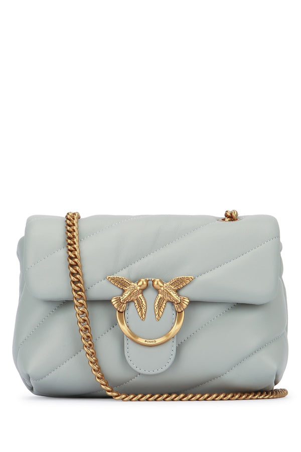 Pinko Puff 100% Leather shoulder bag in gray