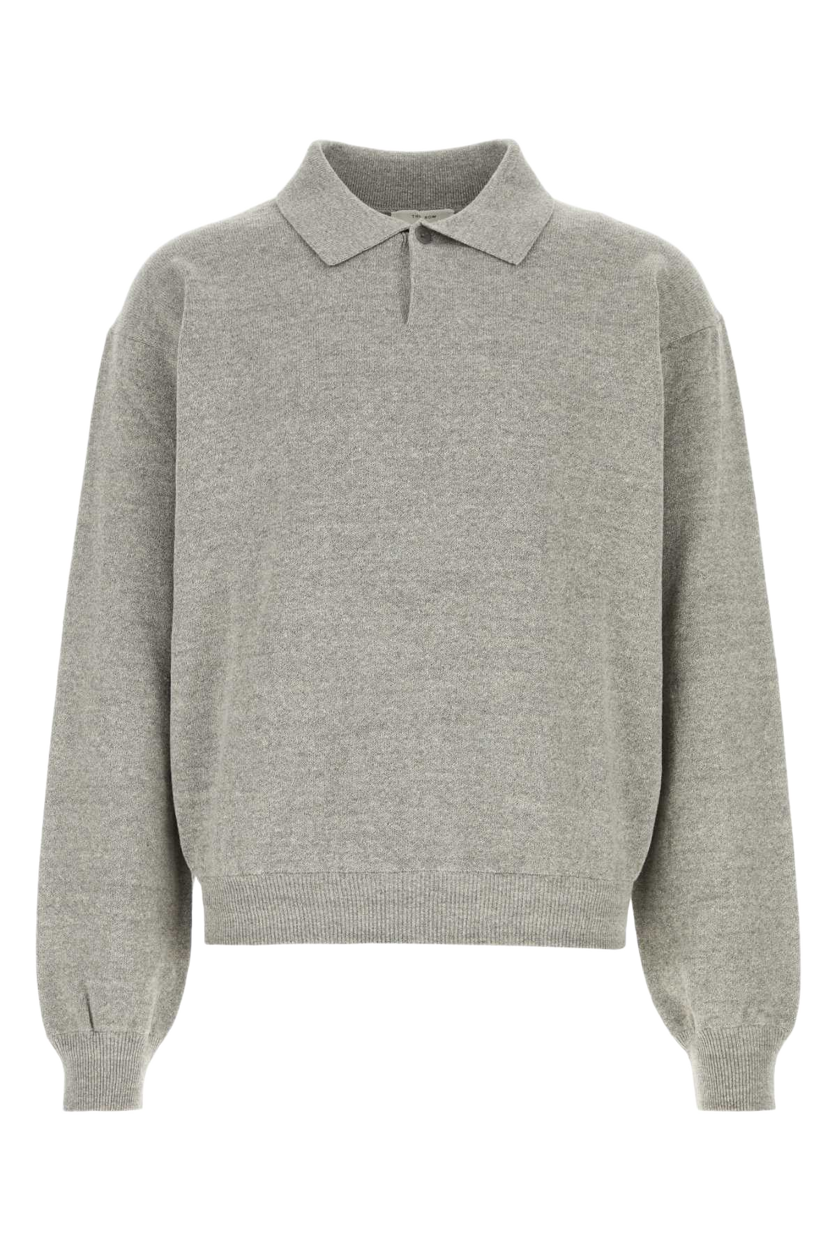 Grey Cotton Polo Shirt Greymelange Exterior: T-shirt