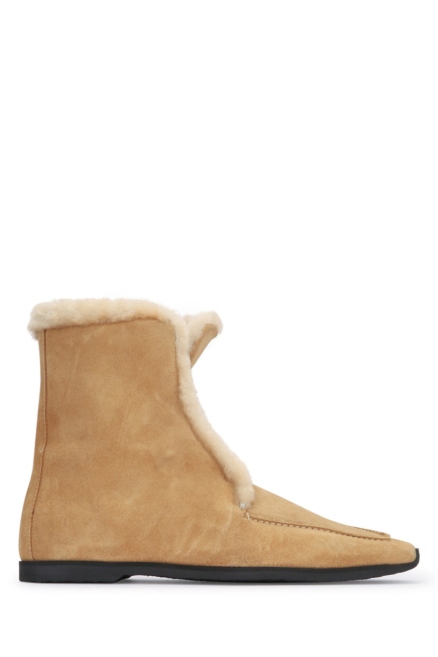 Toteme Winter Suede with shearling collar boot in beige
