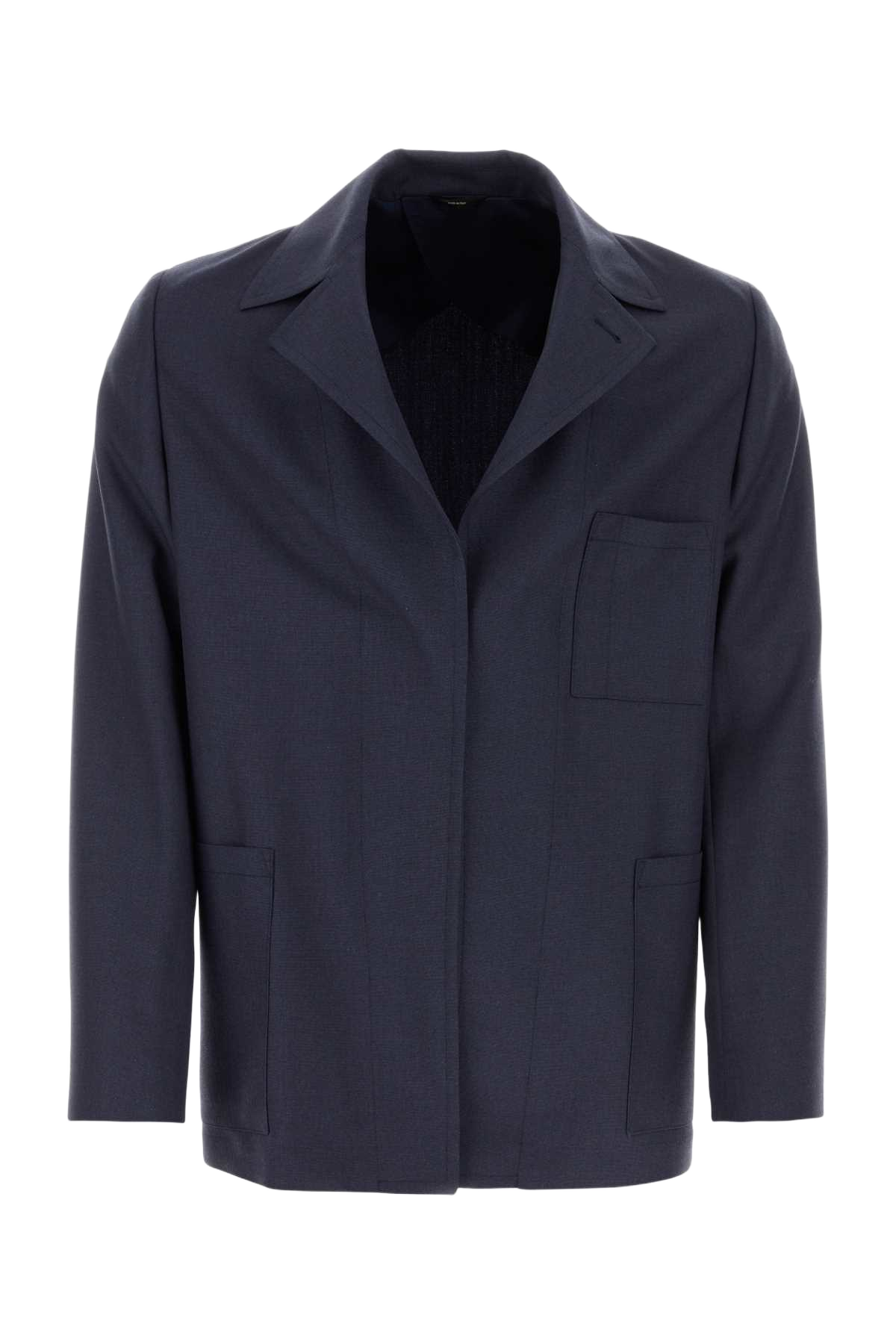 Blue Wool Blazer Exterior: Virgin Giacche E Gilet