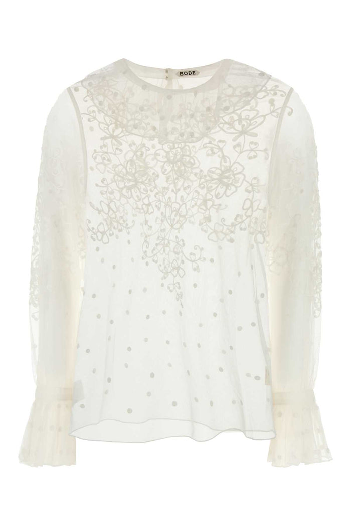 White Mesh Middlemist Blouse Exterior: Nylon Maglie