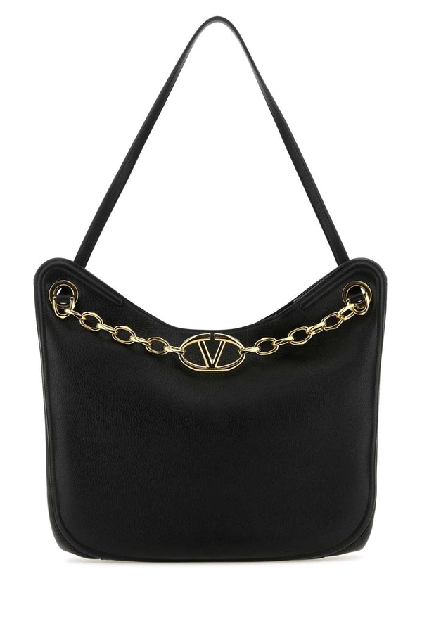 Valentino Garavani Exterior: 100% Calf; Lining: 100% Leather; Finishing: Golden metal shoulder bag in black
