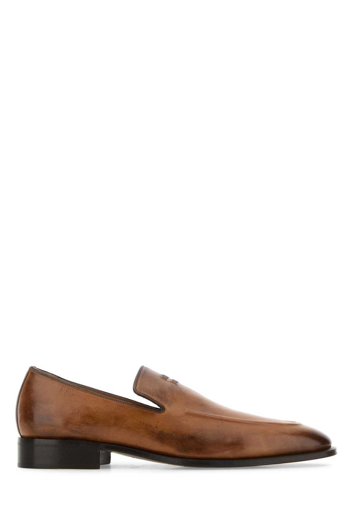 Caramel Leather Loafers Cognac Vitello Mocassini