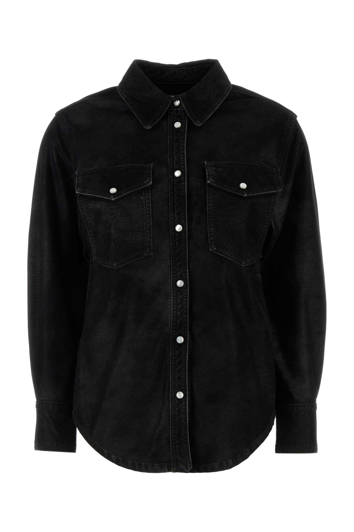 Black Synthetic Leather Karima Shirt Camicie