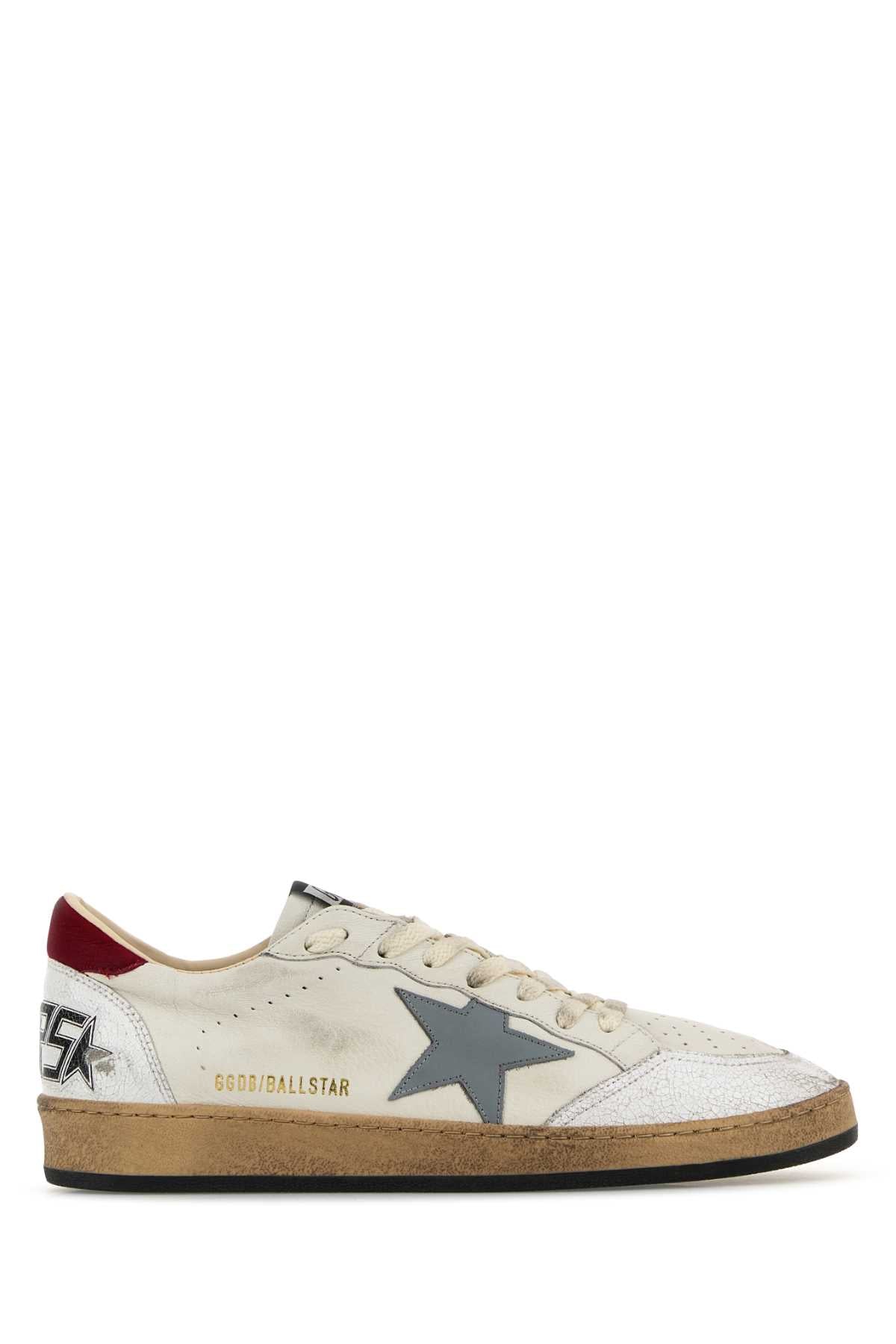 Whitesilverbluered Goat Leather Cow Sneaker