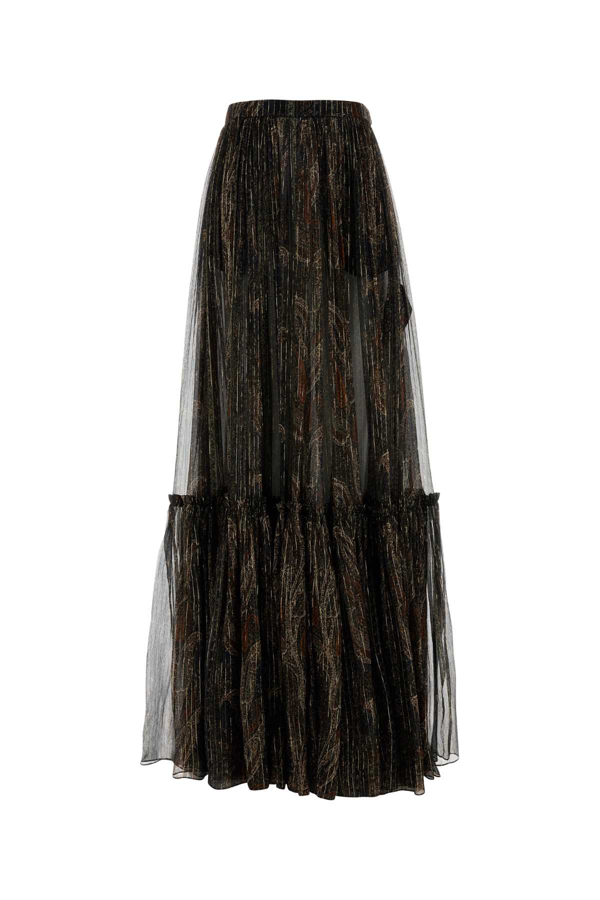 Printed Silk Blend Skirt Multicolorefonce Exterior: Polyester Gonne