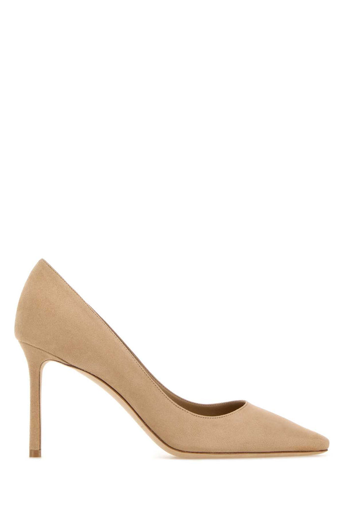 Beige Suede Romy 85 Pumps Chai Leather Plastic Salpa Metal Scarpe Con Tacco