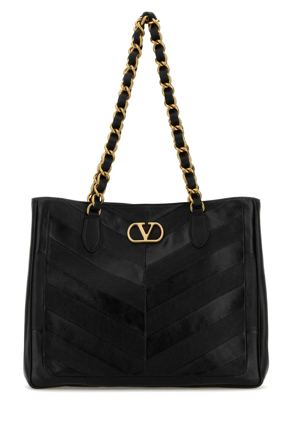 Black Leather Laseine Shopping Bag Nero Borse A Mano