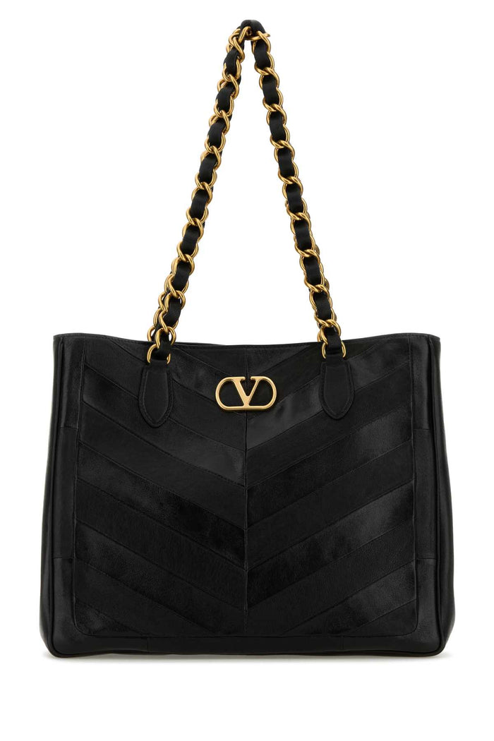 Black Leather Laseine Shopping Bag Nero Borse A Mano