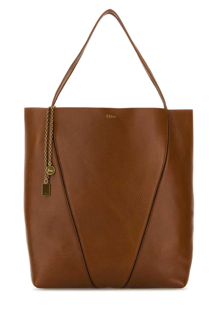 Caramel Leather Large Spin Shopping Bag Claybrown Borse A Mano