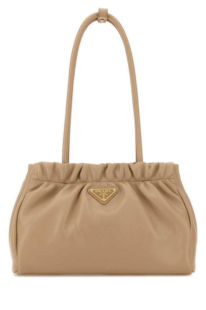 Beige Nappa Leather Shoulder Bag Sabbia Borse A Mano