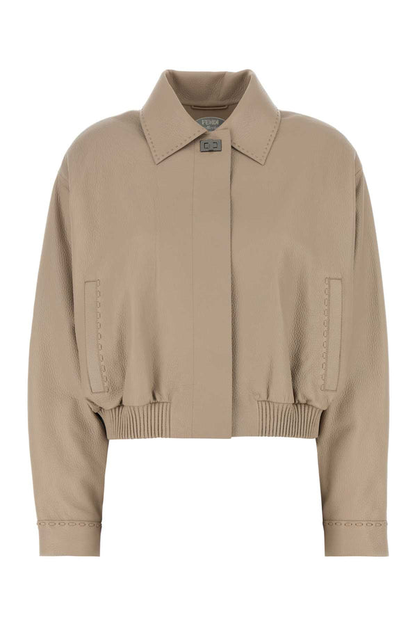 Fendi Crop Exterior: 100% Deer Lining: 100% Viscose jacket in beige