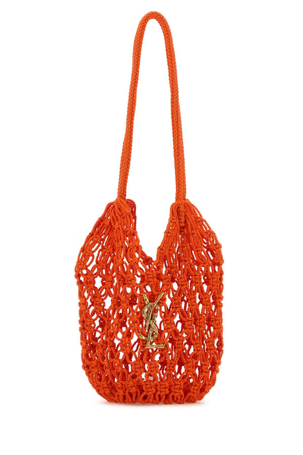 Saint Laurent Hobo 100% Fabric; Finishing: Antiqued golden metal bucket bag in orange