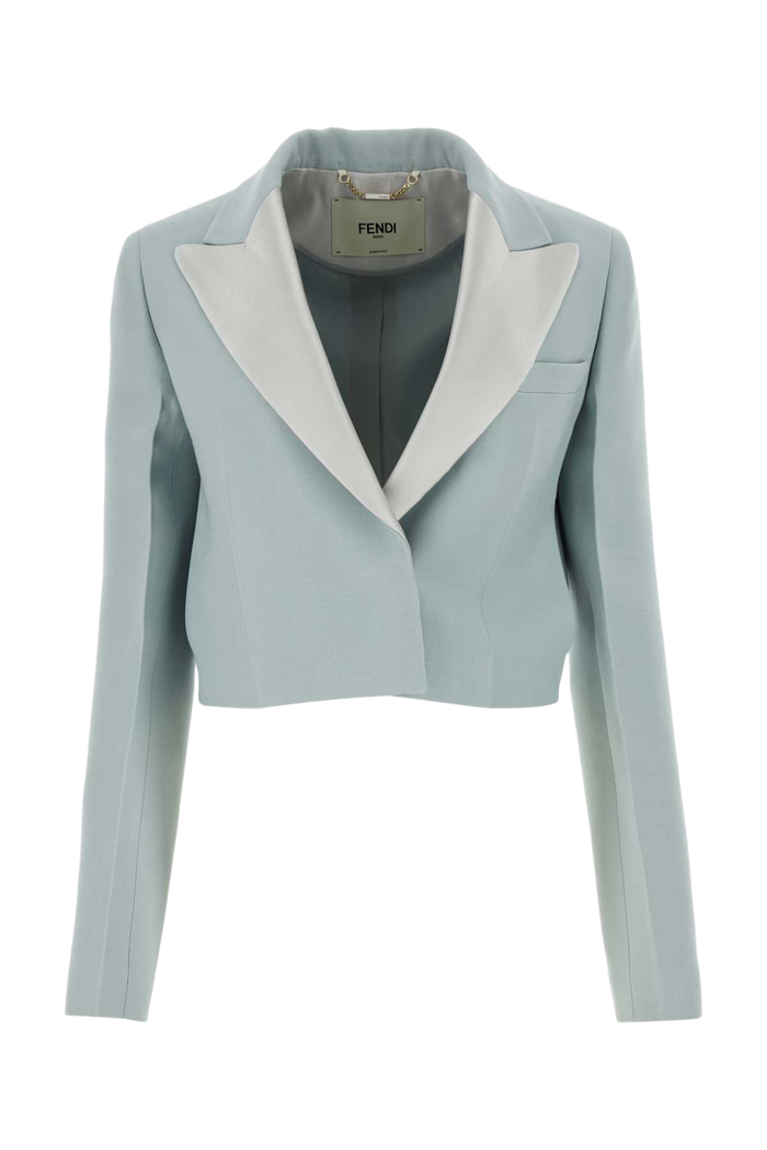 Powder Blue Wool Blend Blazer Azzurro Giacche E Gilet
