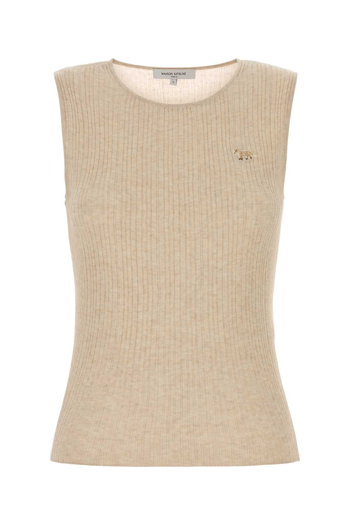 Sand Knit Top Lightbeigemelange Exterior: Cotton Viscose Maglie