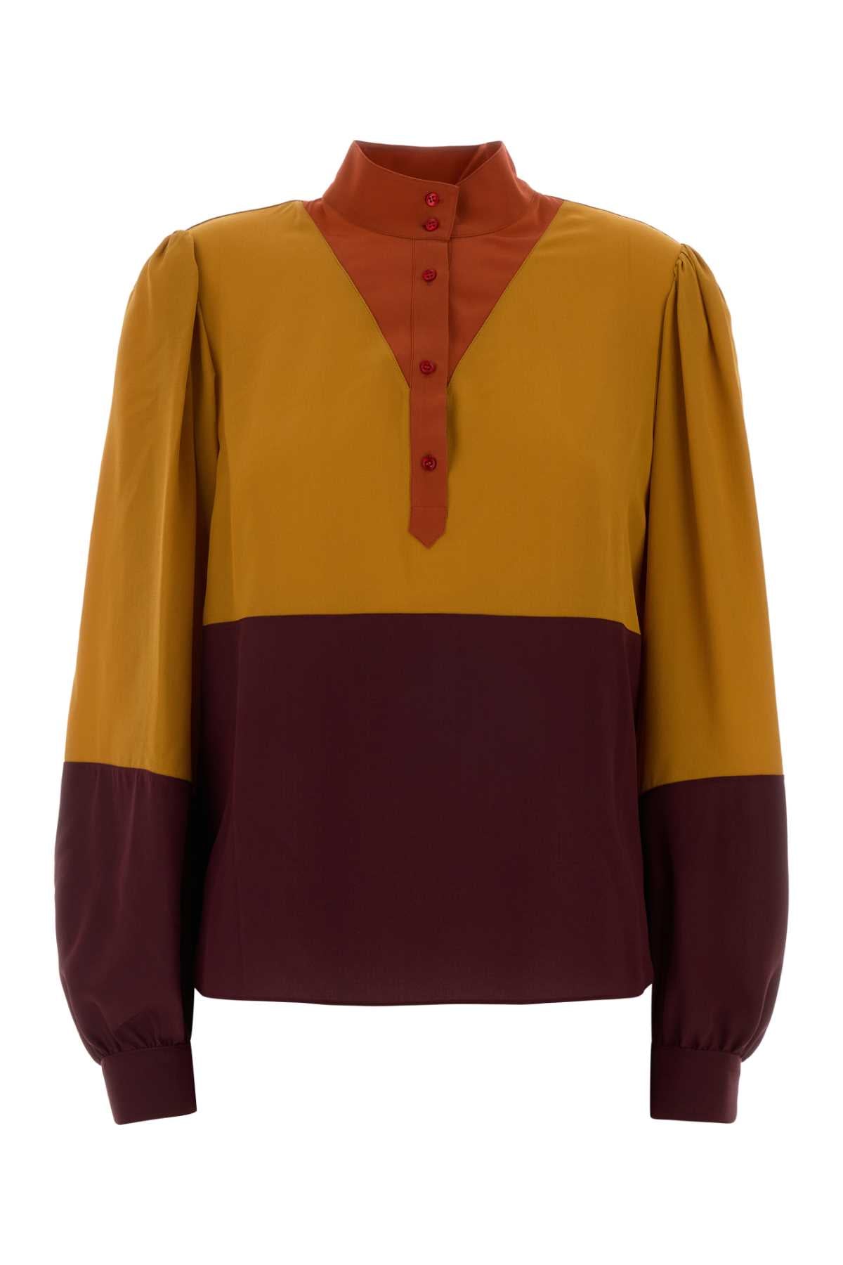 Multicolor Silk Blouse Liedevin Exterior: Maglie