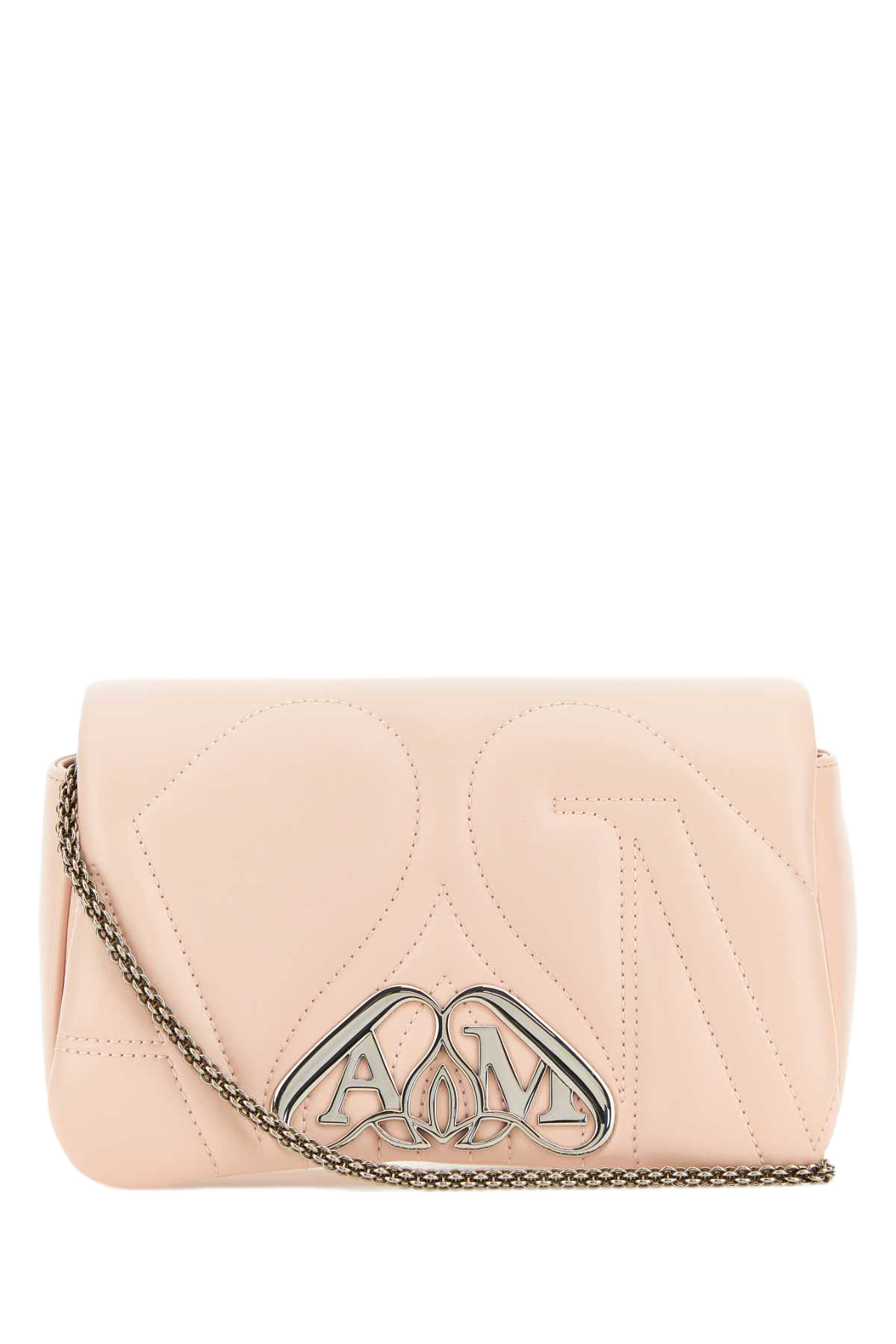Pastel Pink Leather Mini Seal Clutch Clay