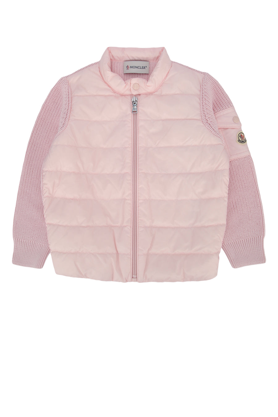 Moncler Jr Collar: 100% Polyamide/Nylon; Outer front: 100% Polyamide/Nylon; Base fabric: 100% Cotton cardigan in pink